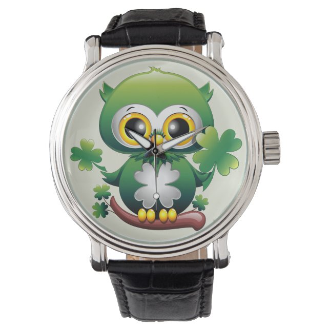 Reloj De Pulsera Búho Bebé Lindo St Patrick Dibujo Animado (Anverso)
