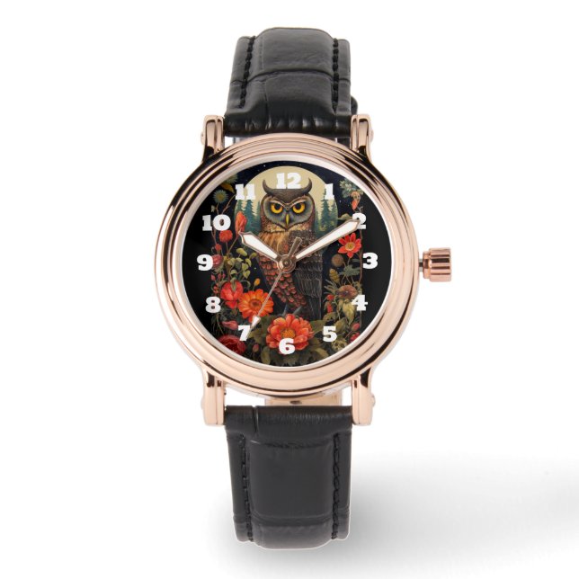Reloj De Pulsera Búho de noche con luna llena (Anverso)