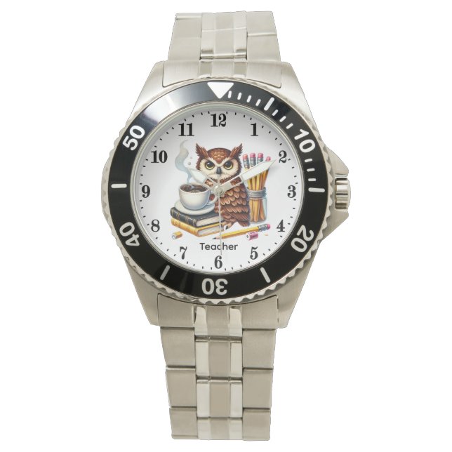 Reloj De Pulsera Búho de profesor genial personalizable (Anverso)