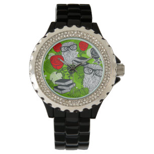 Reloj De Pulsera Búho en rosas rojas