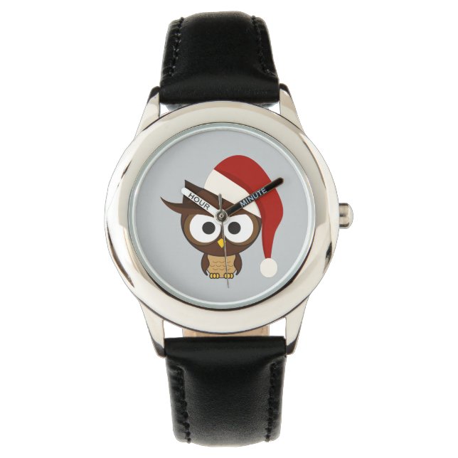 Reloj De Pulsera Búho enojado con gorro de Santa (Anverso)