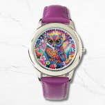 Reloj De Pulsera Búho lindo colorido brillante Floral Moon Niños Gi<br><div class="desc">El Cute Owl Colorful Bright Floral Moon Kids Girly Watches cuenta con un bonito búho con flores y colores vivos. Creado por Evco Studio www.zazzle.com/store/evcostudio</div>