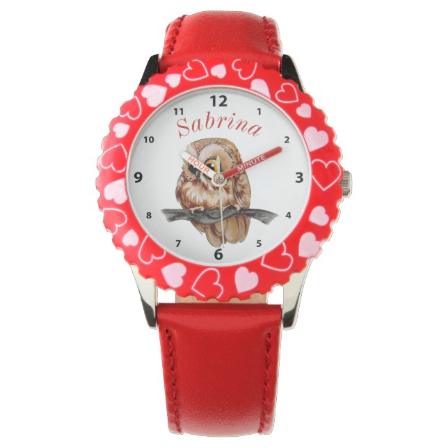 Reloj De Pulsera Búho marrón en Branch Girly (Anverso)