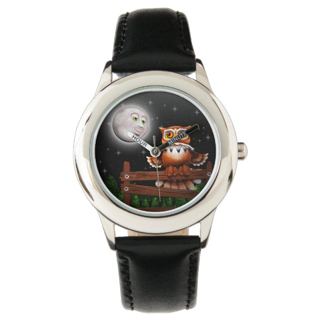 Reloj De Pulsera Búho surrealista y Moon Watch (Anverso)