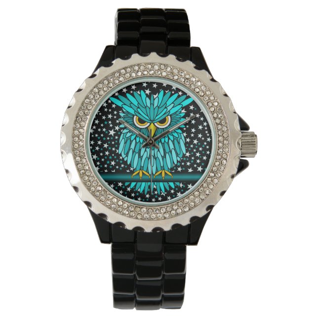 Reloj De Pulsera búho turquesa fresco (Anverso)