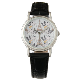 Reloj De Pulsera Buldog francés con croissant | Torre Eiffel