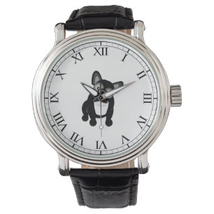 Reloj De Pulsera Bulldog francés blanco y negro