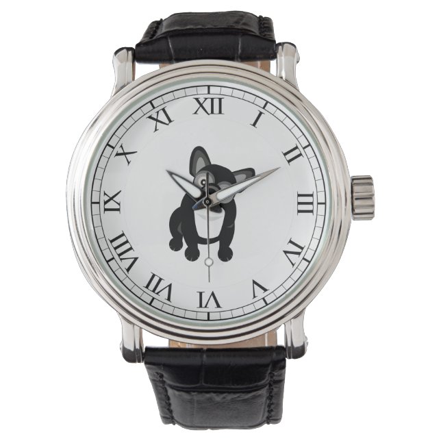 Reloj De Pulsera Bulldog francés blanco y negro (Anverso)
