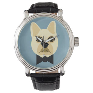 Reloj De Pulsera Bulldog francés con azul bowtie