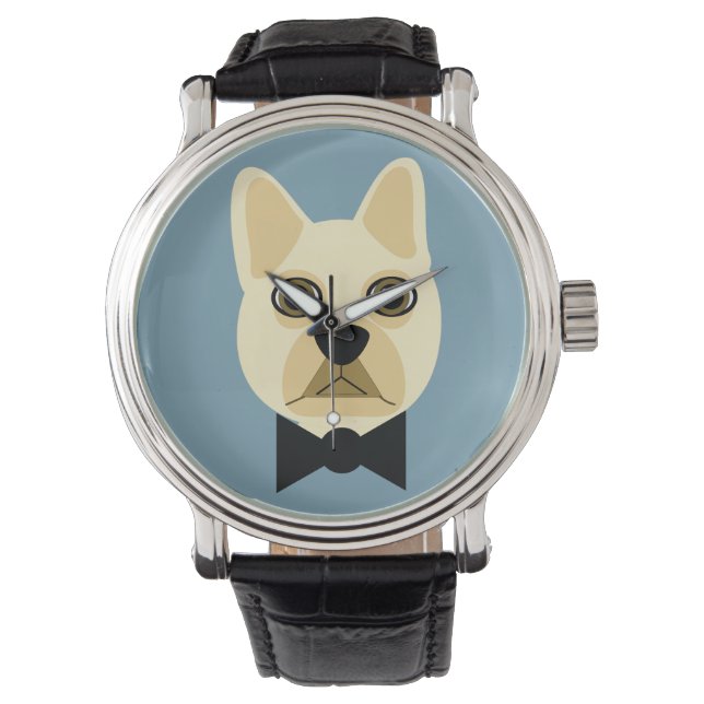 Reloj De Pulsera Bulldog francés con azul bowtie (Anverso)