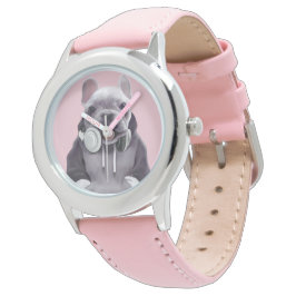 Reloj De Pulsera Bulldog francés con Ilustracion de audífonos