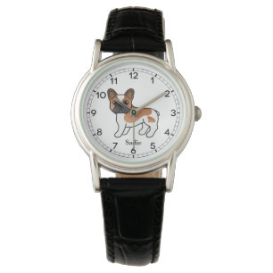 Reloj De Pulsera Bulldog francés de color rojo adormilado caricatur