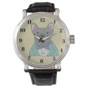 Reloj De Pulsera Bulldog Francés Gris