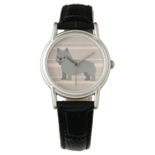Reloj De Pulsera Bulldog francés gris, Beige a rayas