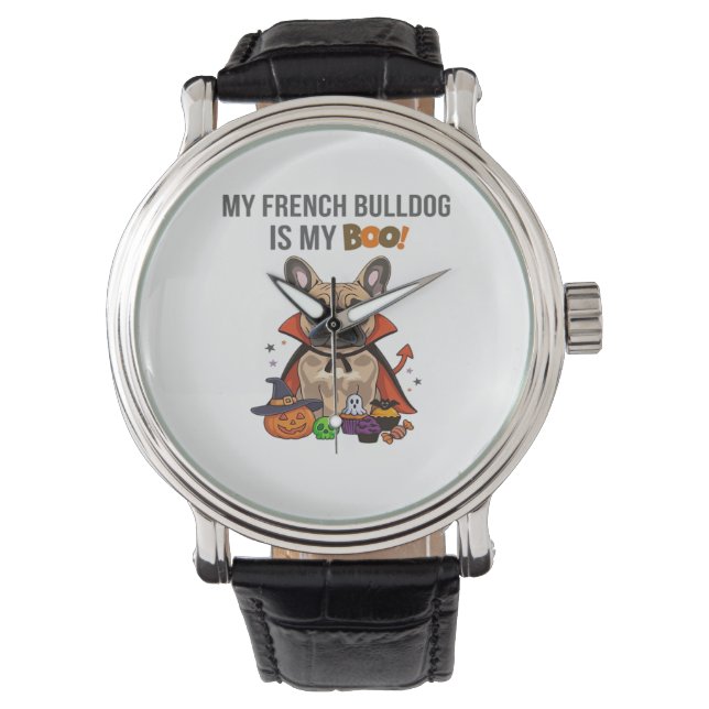 Reloj De Pulsera Bulldog francés Halloween disfrazar mi toro francé (Anverso)