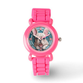 Reloj De Pulsera Bulldog francés Kawaii Pastel Sained Glass