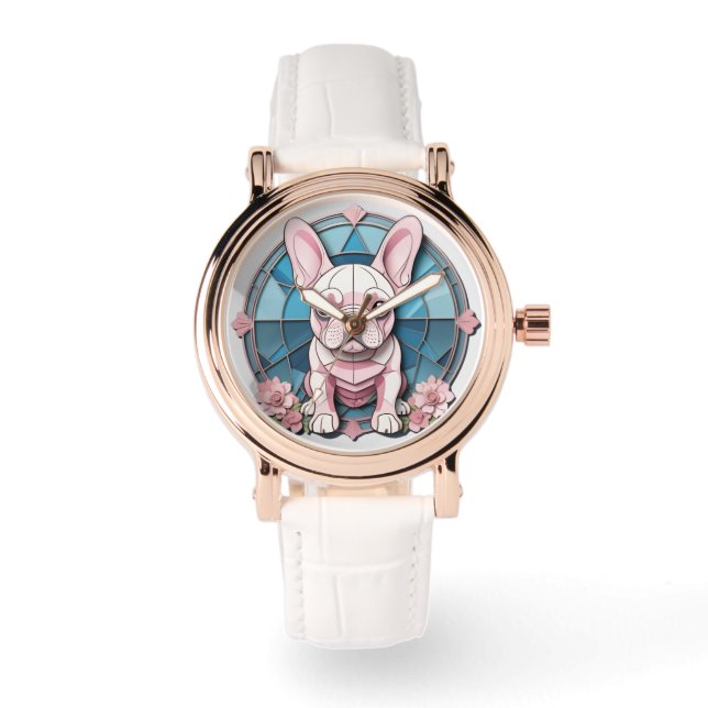 Reloj De Pulsera Bulldog francés lindo Pastel Stainass (Anverso)