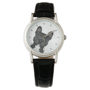 Reloj De Pulsera Bulldog Francés Negro Y Blanco / Frenchie Perro Li
