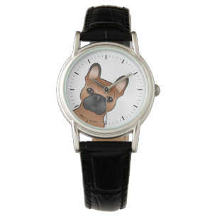 Reloj De Pulsera Bulldog francés rojo / perro de caricatura francés