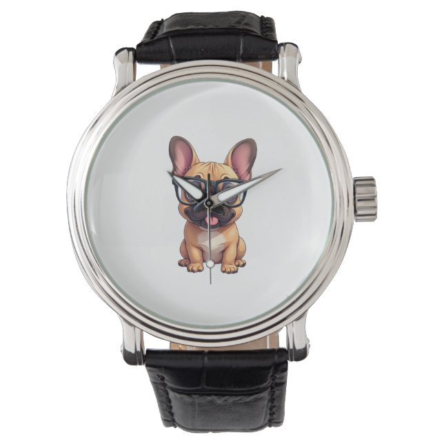 Reloj De Pulsera Bulldog francés vistiendo gafas (Anverso)