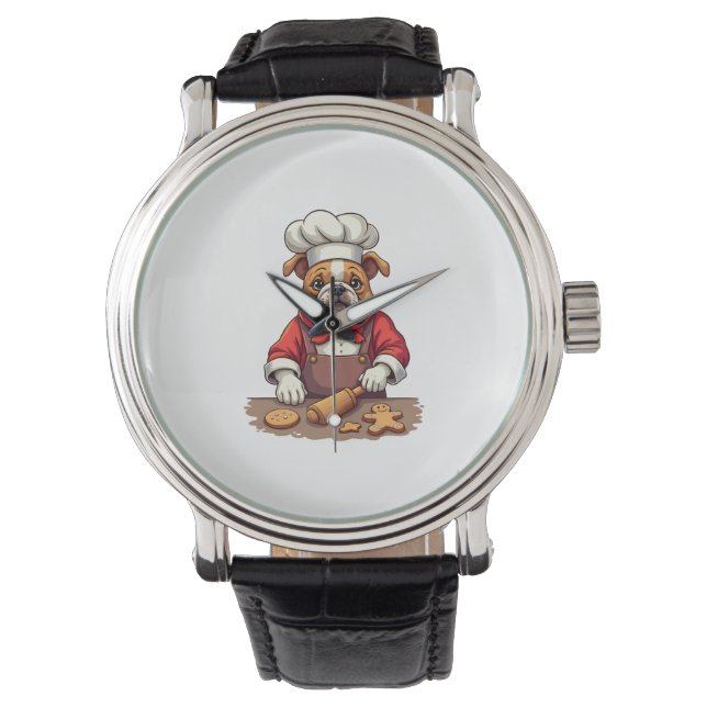 Reloj De Pulsera Bulldog Gingerbread Chef dog (Anverso)