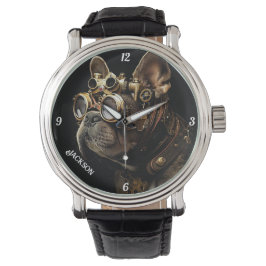 Reloj De Pulsera Bulldog industrial francés Steampunk