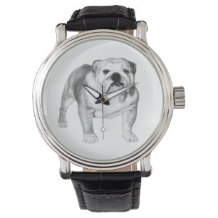 Reloj De Pulsera Bulldog Inglés dibujado a mano