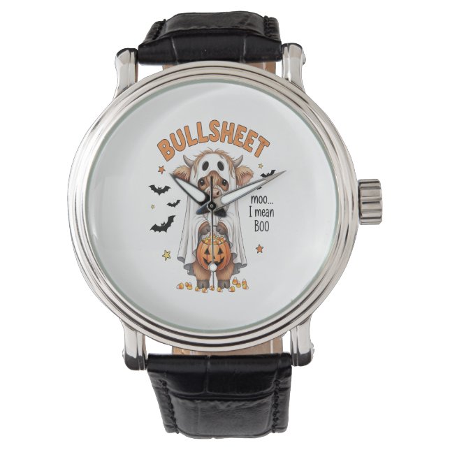 Reloj De Pulsera Bullsheet Highland Cow Funny Ghost (Anverso)