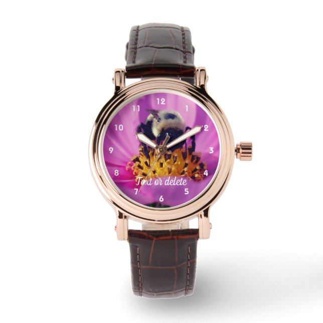 Reloj De Pulsera Bumble Abeja En Flor Cosmos Personalizado (Anverso)