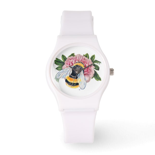 Reloj De Pulsera Bumble Bee Y Peony (Anverso)