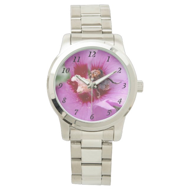 Reloj De Pulsera Bumblebee en la flor de Hibiscus (Anverso)