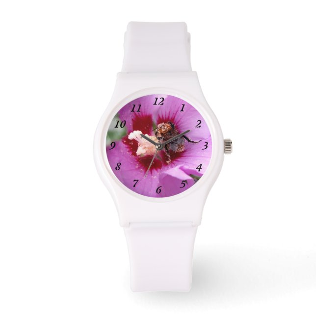 Reloj De Pulsera Bumblebee en la flor de Hibiscus (Anverso)