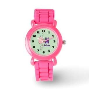 Reloj De Pulsera Bunny flotante sostiene un monograma de globo