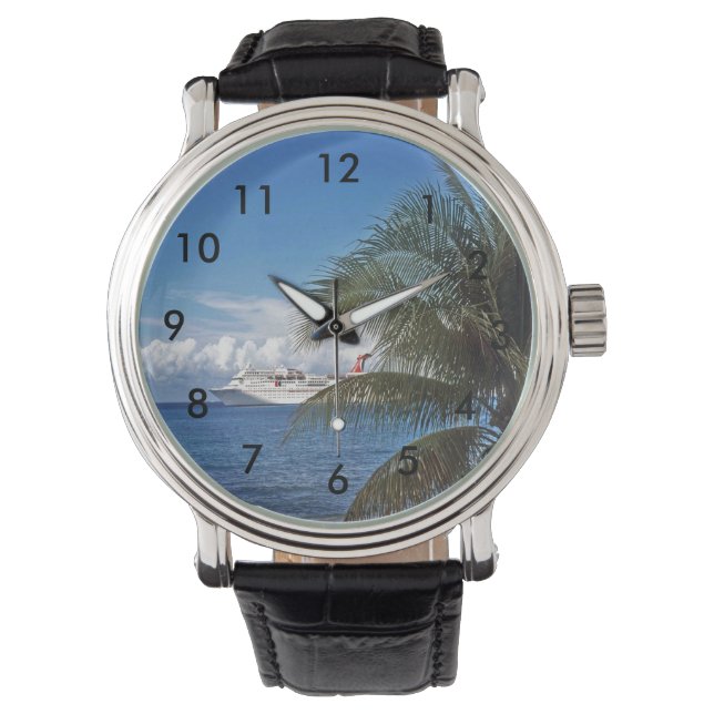 Reloj De Pulsera Buque de crucero de carnaval atracado en Gran Caim (Anverso)