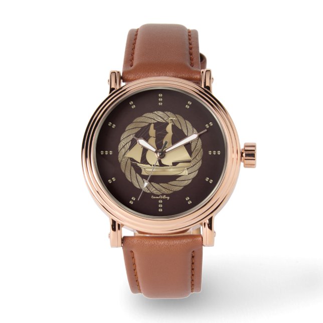 Reloj De Pulsera Buque de vela de oro (Anverso)