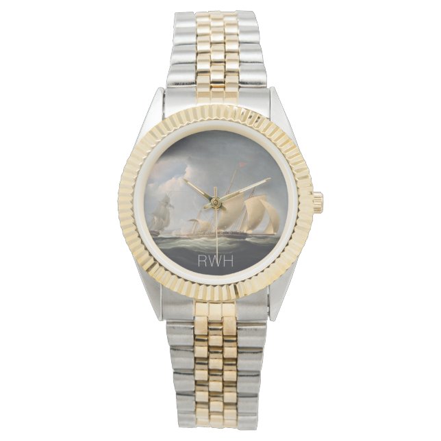 Reloj De Pulsera Buques de vela marítimos monogramados (Anverso)