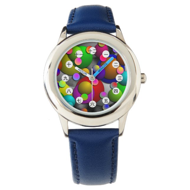 Reloj De Pulsera Burbujas (rostro chino/japonés) de Kenneth Yoncich (Anverso)