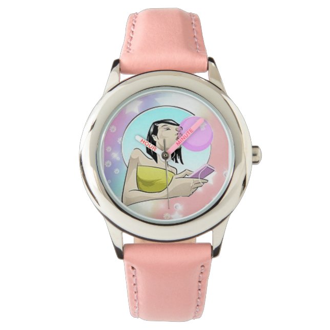 Reloj De Pulsera Burbujas y estrellas vigilancia adolescente (Anverso)