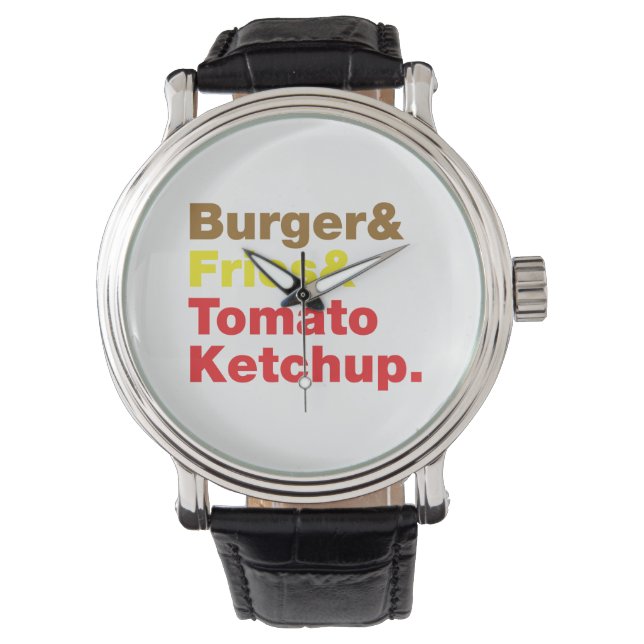 Reloj De Pulsera Burger & Fries & Tomate Ketchup. (Anverso)