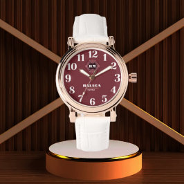 Reloj De Pulsera Burgundy Elegance Custom name