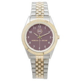 Reloj De Pulsera Burgundy Red Monogram couple