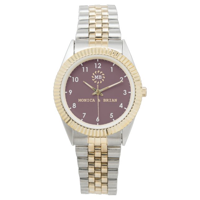 Reloj De Pulsera Burgundy Red Monogram couple (Anverso)