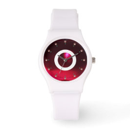 RELOJ DE PULSERA BURGUNDY ROBY GEMSTONE MONOGRAM IMPRESO ROJO