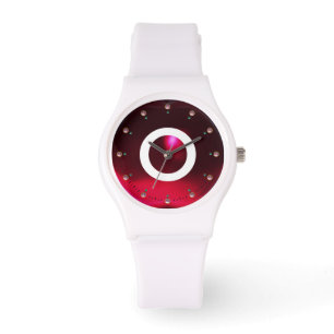 RELOJ DE PULSERA BURGUNDY ROBY GEMSTONE MONOGRAM IMPRESO ROJO
