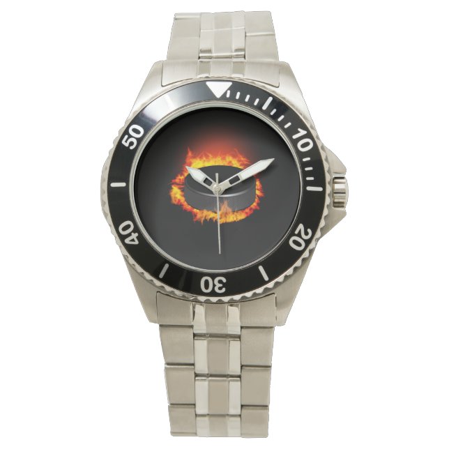 Reloj De Pulsera Burning Hockey Puck Watch (Anverso)