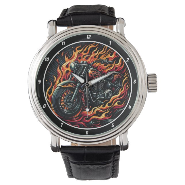 Reloj De Pulsera Burning Rubber, Fiery Watch Face. (Anverso)