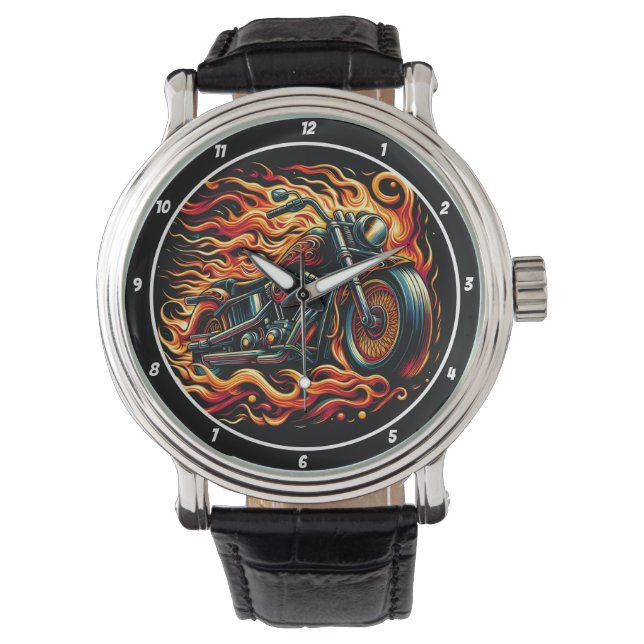 Reloj De Pulsera Burning Velocity, Motorcycle Watch Face. (Anverso)