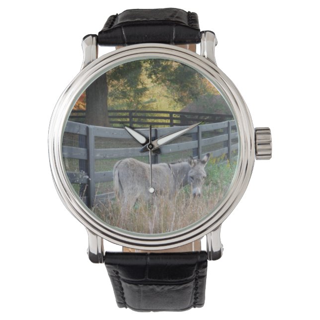 Reloj De Pulsera Burro en un campo otoñal (Anverso)