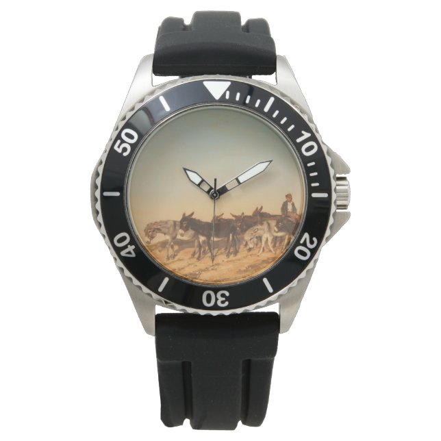 Reloj De Pulsera Burros en el sur de Francia (por Eugène Burnand) (Anverso)