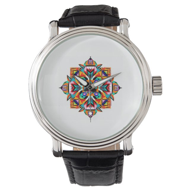 Reloj De Pulsera Burst Kaleidoscope: Una Mandala tribal moderna (Anverso)